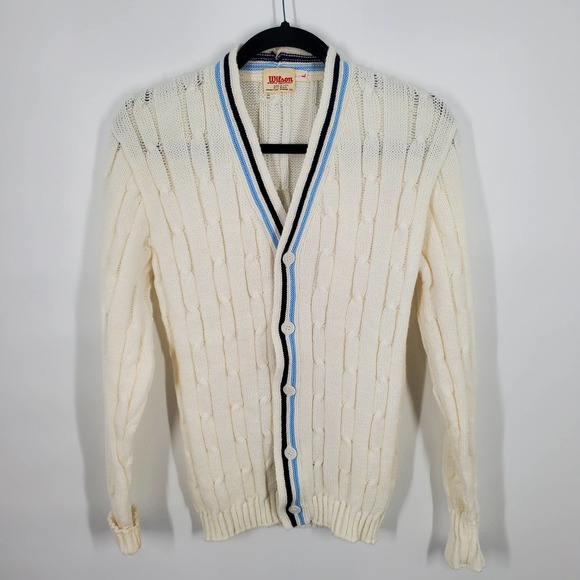 Wilson Other - Vintage Men L Wilson Cable Knit Cardigan Sweater 50s Grandpacore USA RARE